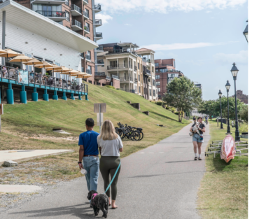 Dog walking on the Virginia Capitol Trail