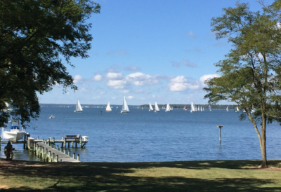 A view of sailboats at your waterfront dream home in the Northern Neck