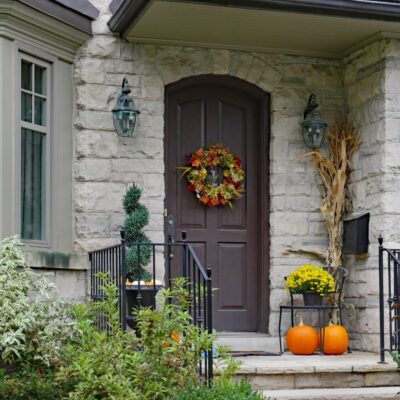 Front Door with Pumpkins